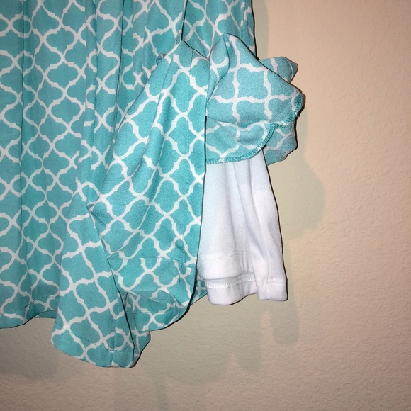 Copper Key Romper Kids Girls Blue White Teal Aqua - Picture 6 of 8